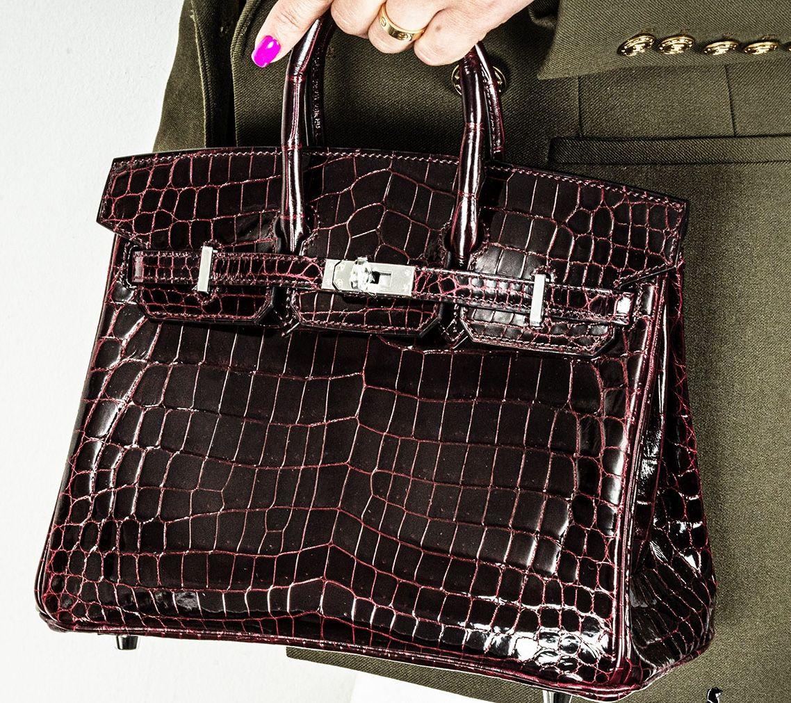 Hermes Birkin 25 in Bordeaux Shiny Niloticus Crocodile with Palladium Hardware