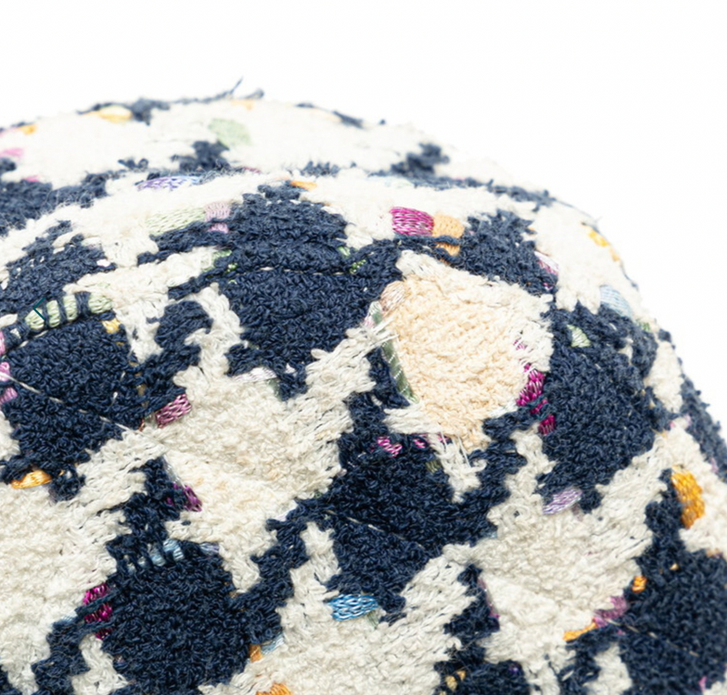 Chanel Navy and White 2020 Tweed 19 Round Clutch With Chain
