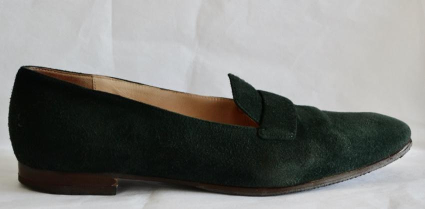 Ralph Lauren Collection green suede loafers