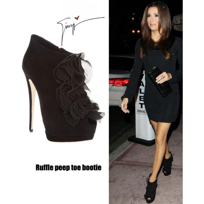 Giuseppe Zanotti Ruffle-front suede ankle boots