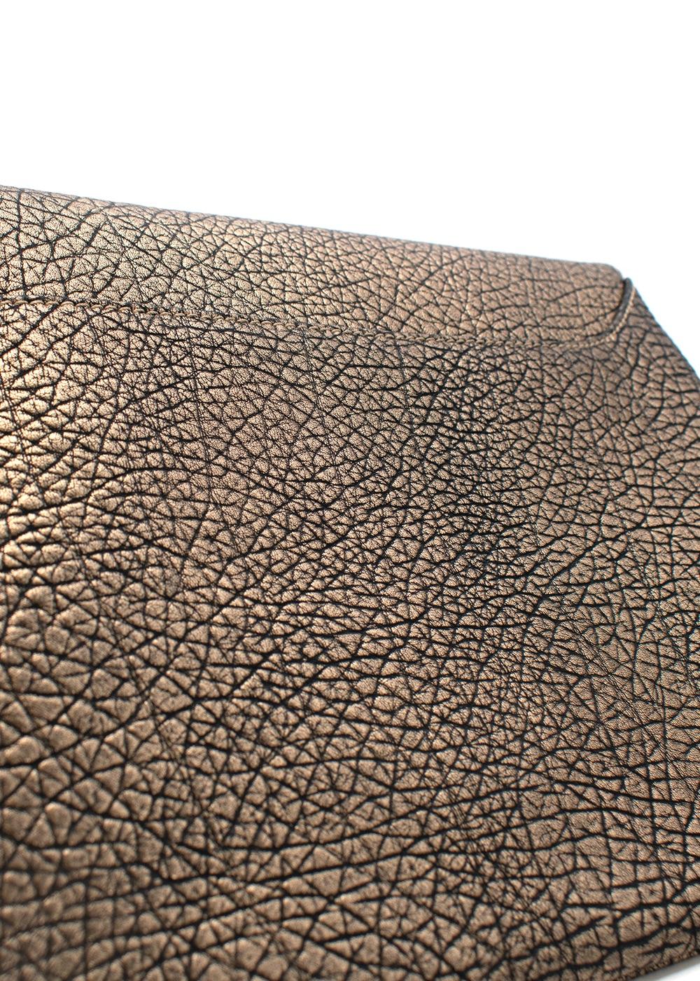 Gold Metallic Embossed Leather Clutch Bag