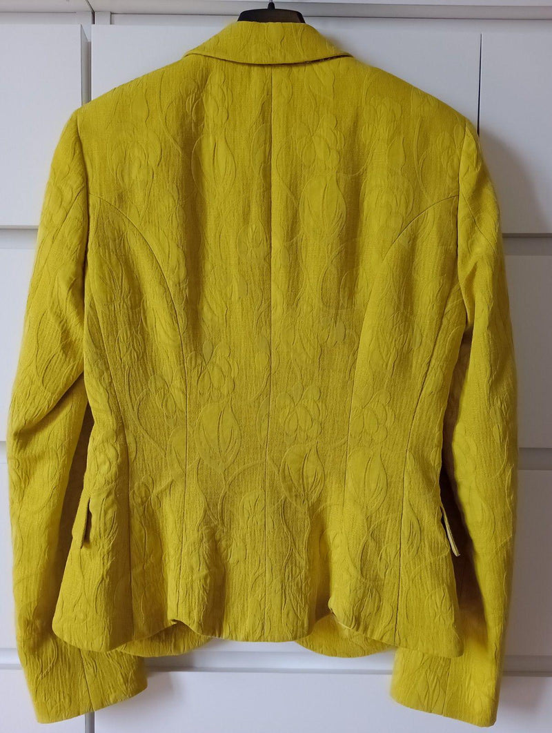 Yellow Jacquard Relief Pattern Blazer