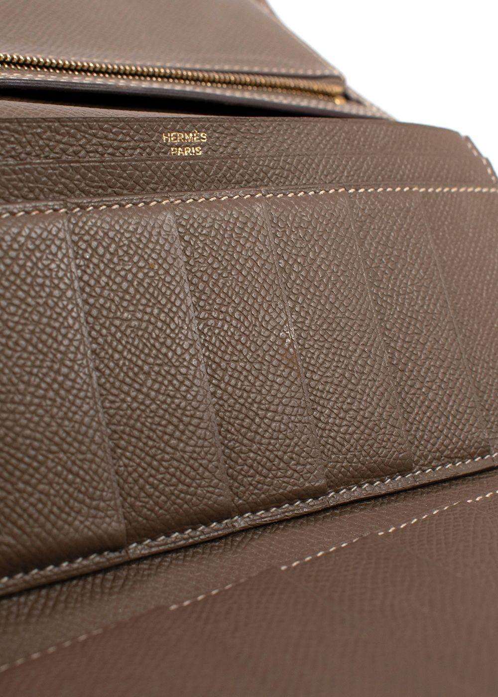 Hermes Etoupe Bearn Wallet With Gold Hardware