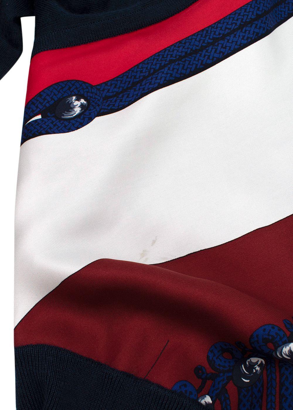 Hermes Navy Patterned Cashmere & Silk Jumper