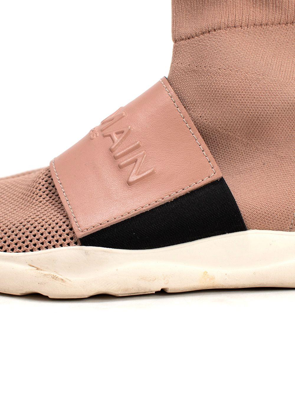 Balmain Pink Knit Fabric Cameron Sock Sneakers