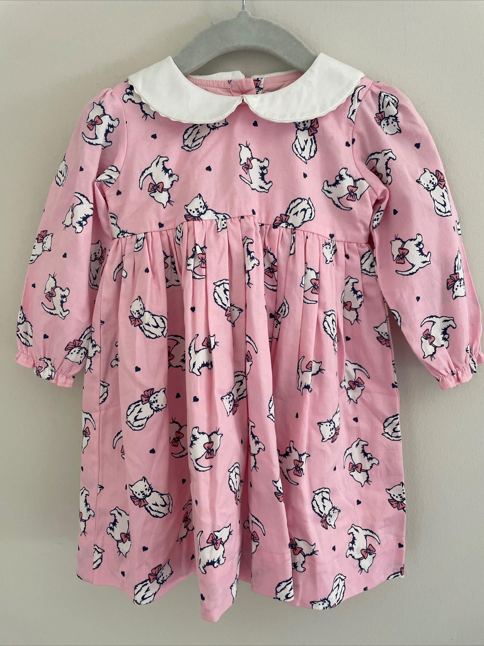 Pink Kitten Printed Cotton Dress