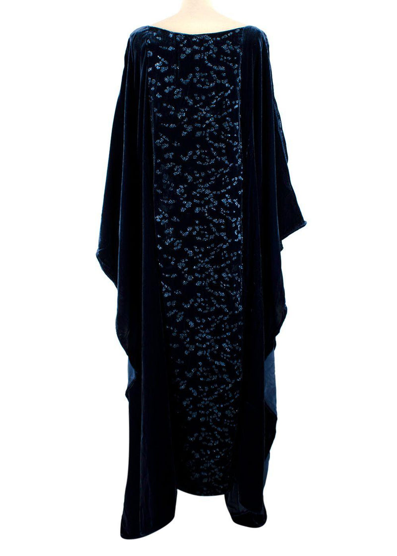 Elegant Embroidery Blue Velvet Kaftan