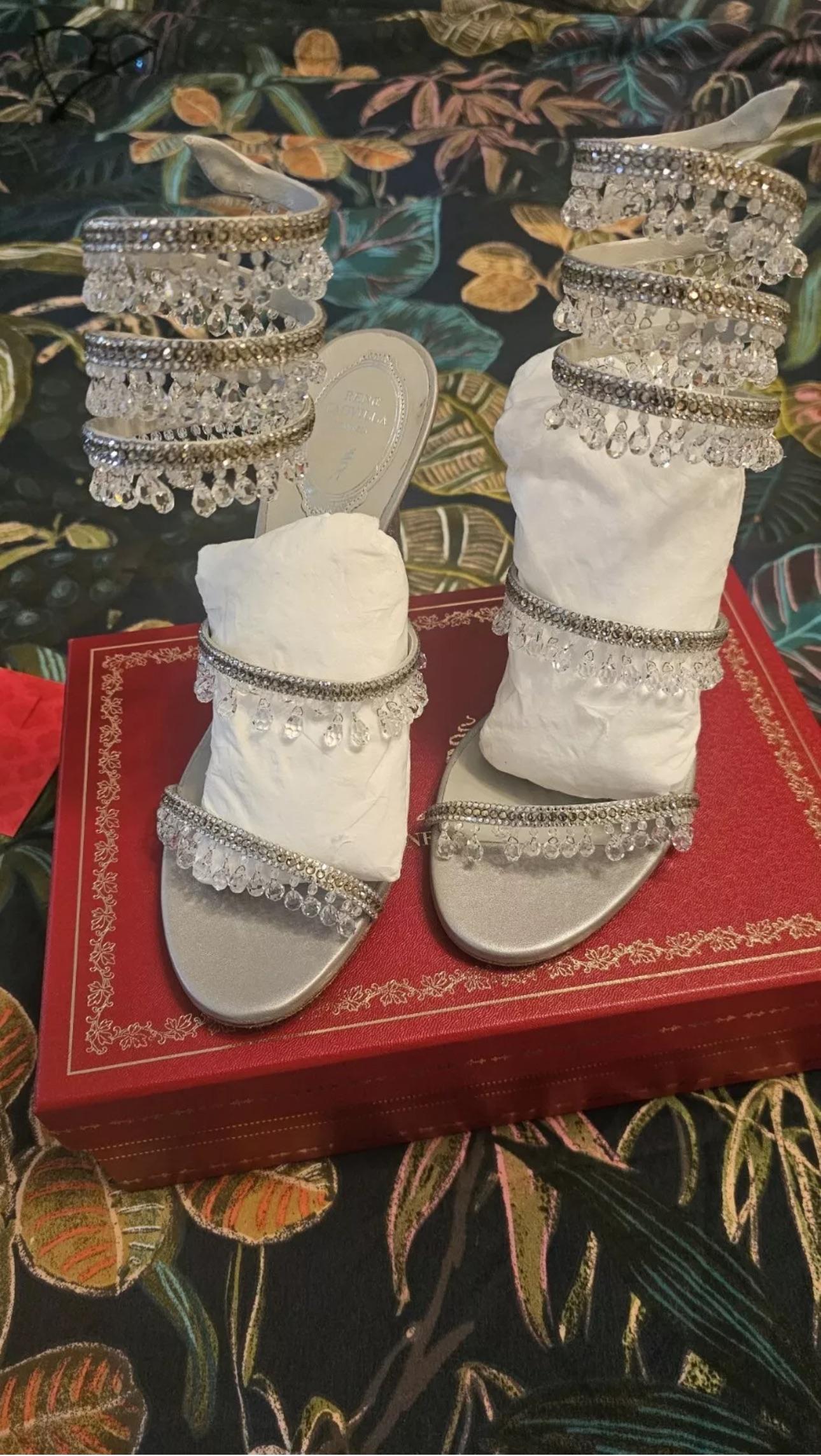 Rene Caovilla Silver Chandelier Sandals