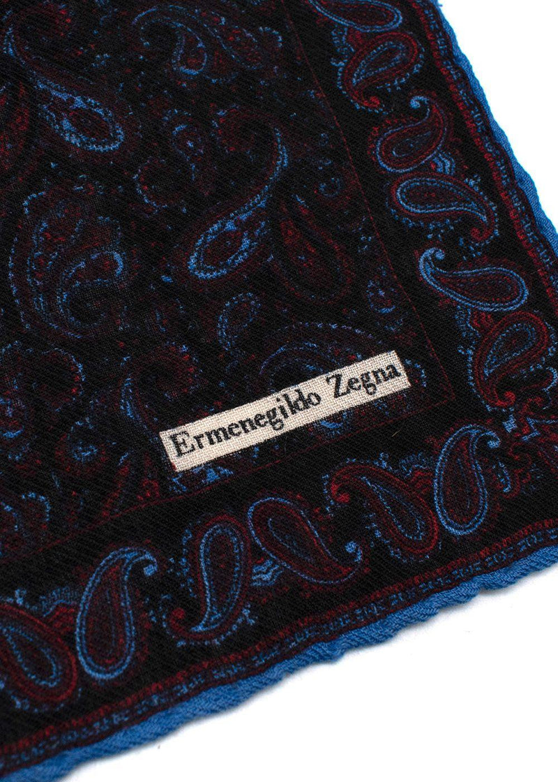 Navy Paisley Pocket Square