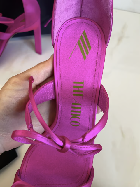 The Attico Pink Satin Aria Gladiator Sandal