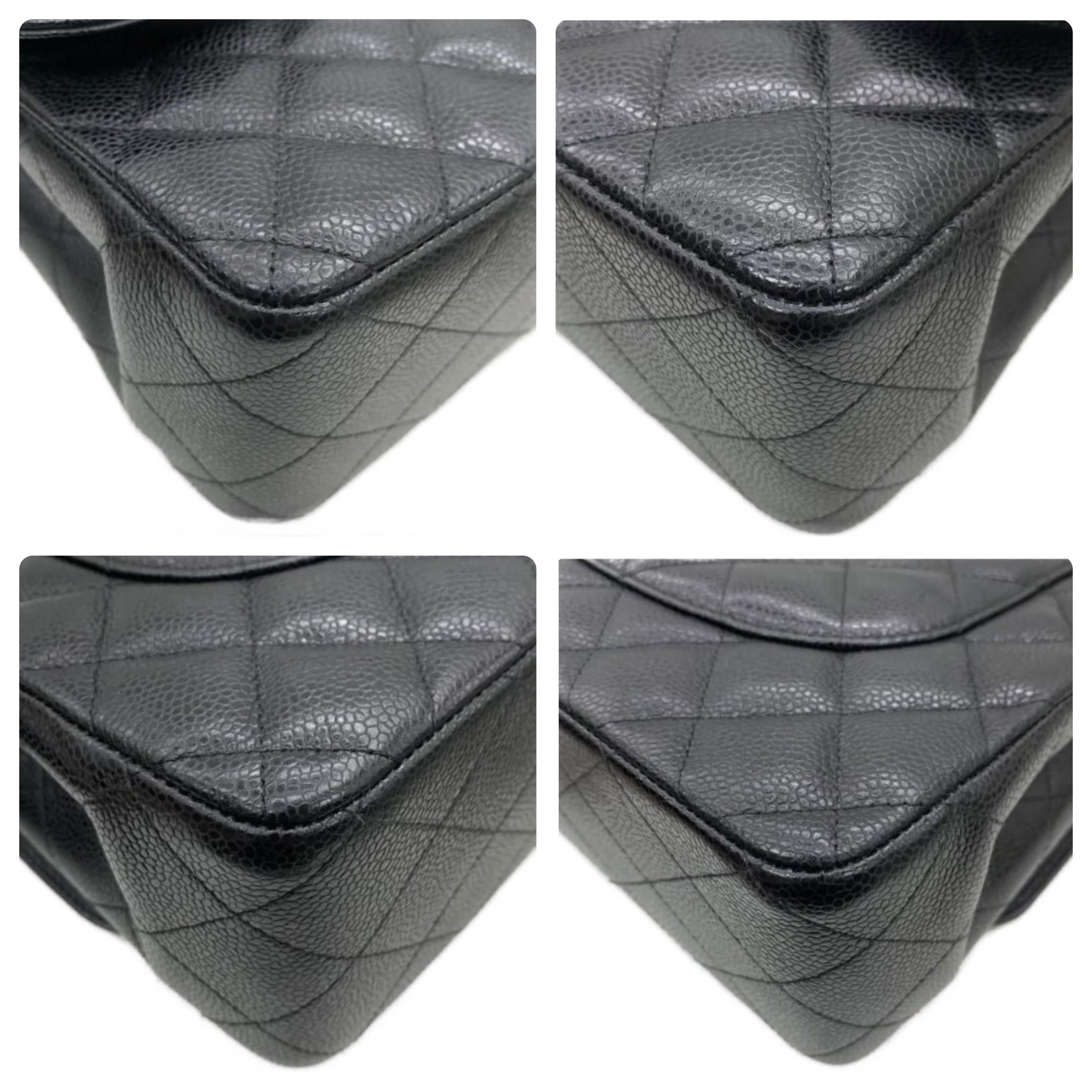 Chanel Black Caviar Leather Jumbo Double Flap Bag