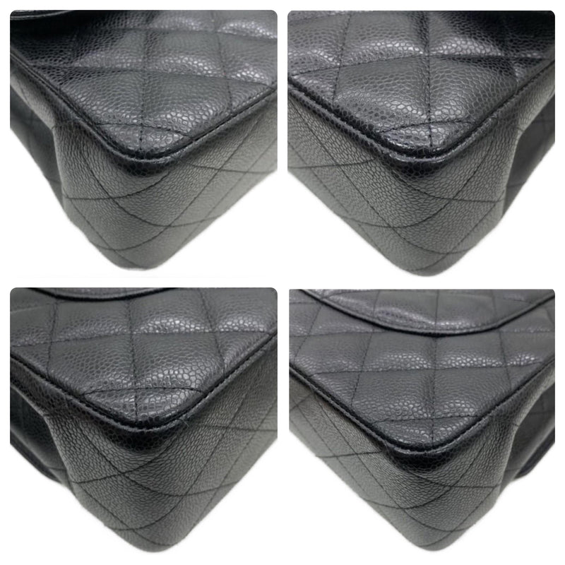 Chanel Black Caviar Leather Jumbo Double Flap Bag