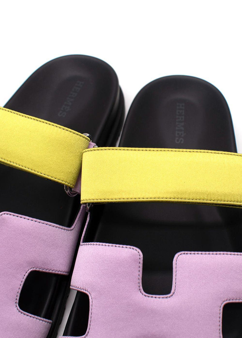 Hermes Chypre Sandals in Violet Petale and Vert Lime