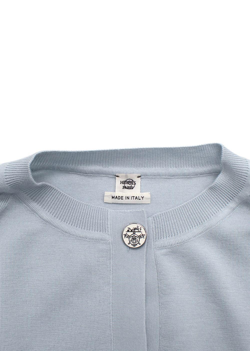 Hermès Pale Blue Silk and Cashmere Blend Knit Sweater