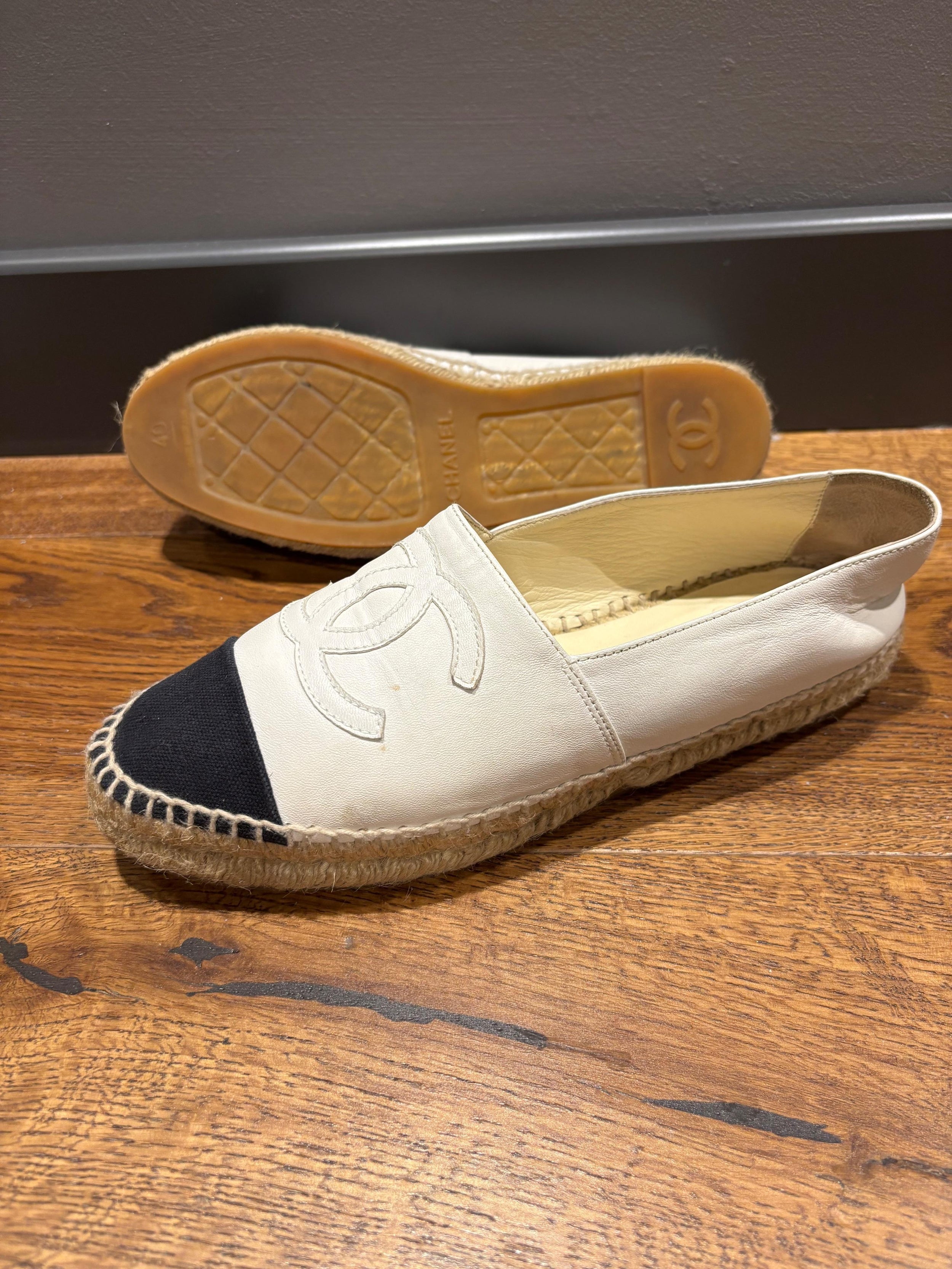 Chanel Black And White Espadrilles