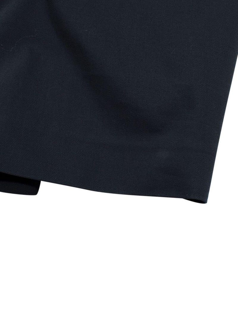 Brunello Cucinelli Navy Midi Skirt with Signature Waistband Detail