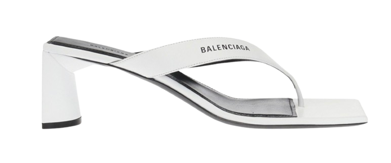 Balenciaga White Square Toe Thong Sandals