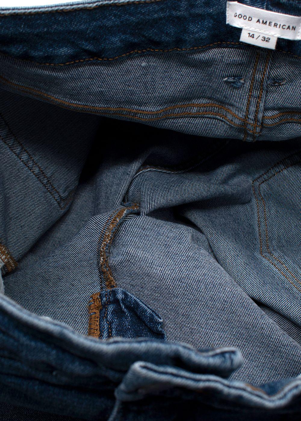 Good American Blue Mid Wash Straight Leg Jeans