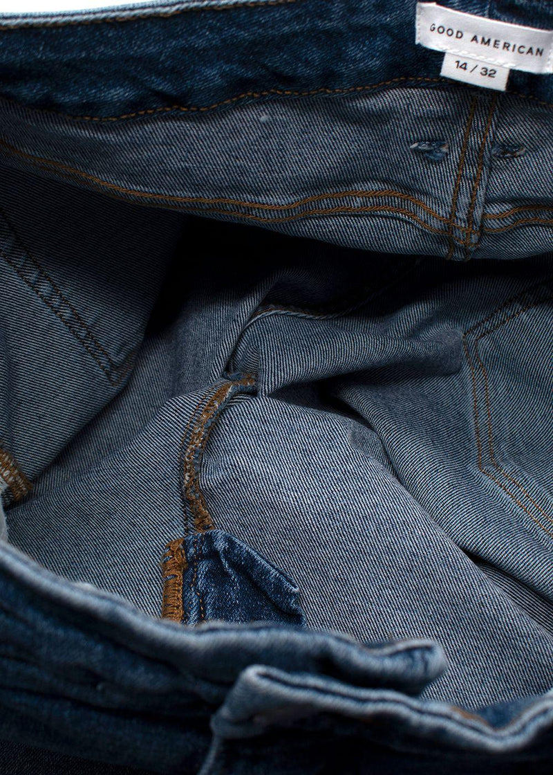 Good American Blue Mid Wash Straight Leg Jeans