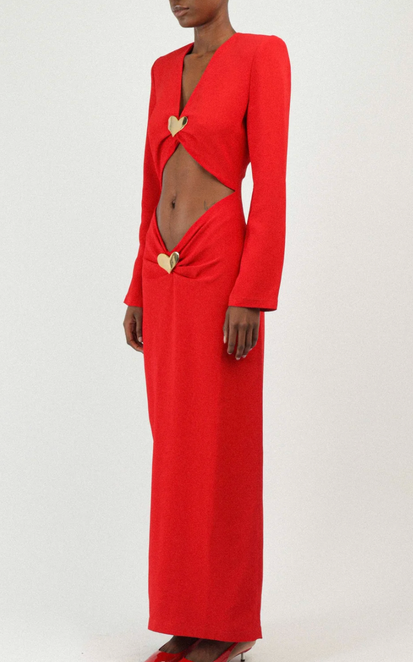 Rowen Rose Lovers Maxi Dress with Heart Jewel Details