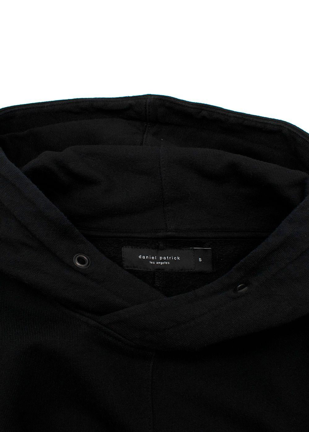 Black cotton jersey logo embroidered hoodie