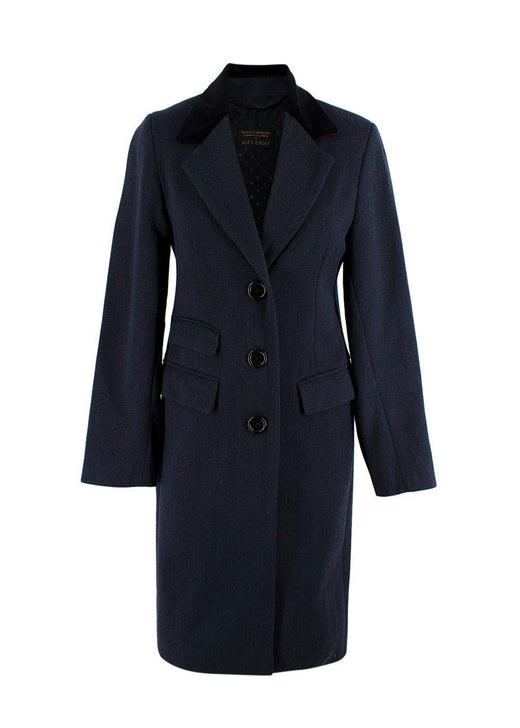 New & Lingwood x Alex Eagle Navy  Single Breasted Longline Coat