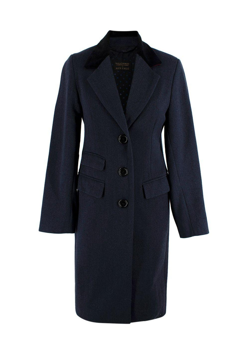 New & Lingwood x Alex Eagle Navy  Single Breasted Longline Coat
