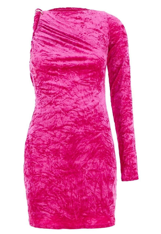 One-shoulder open-back crushed-velvet mini dress