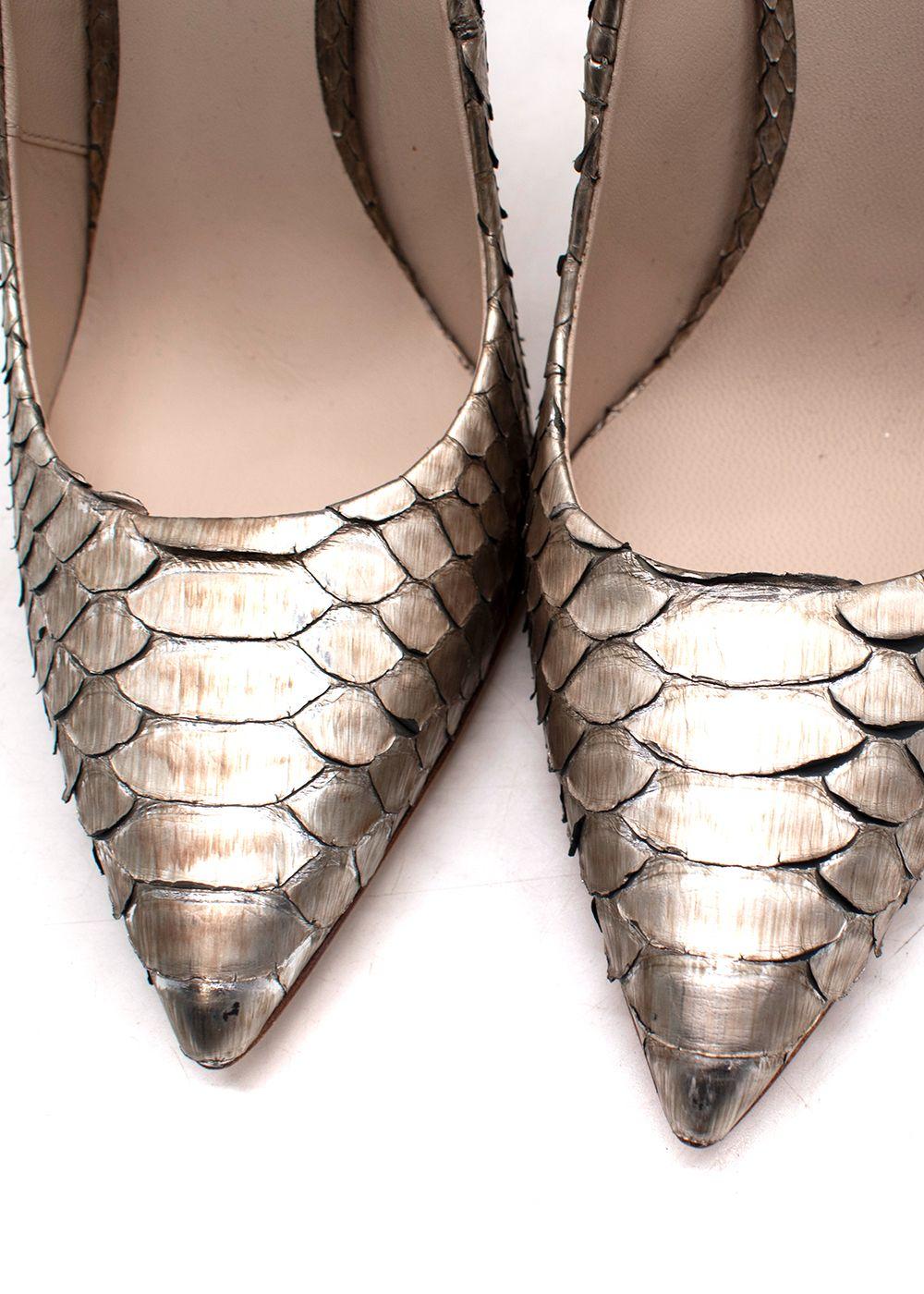 Ralph & Russo Gold Antique Python Leather Heels