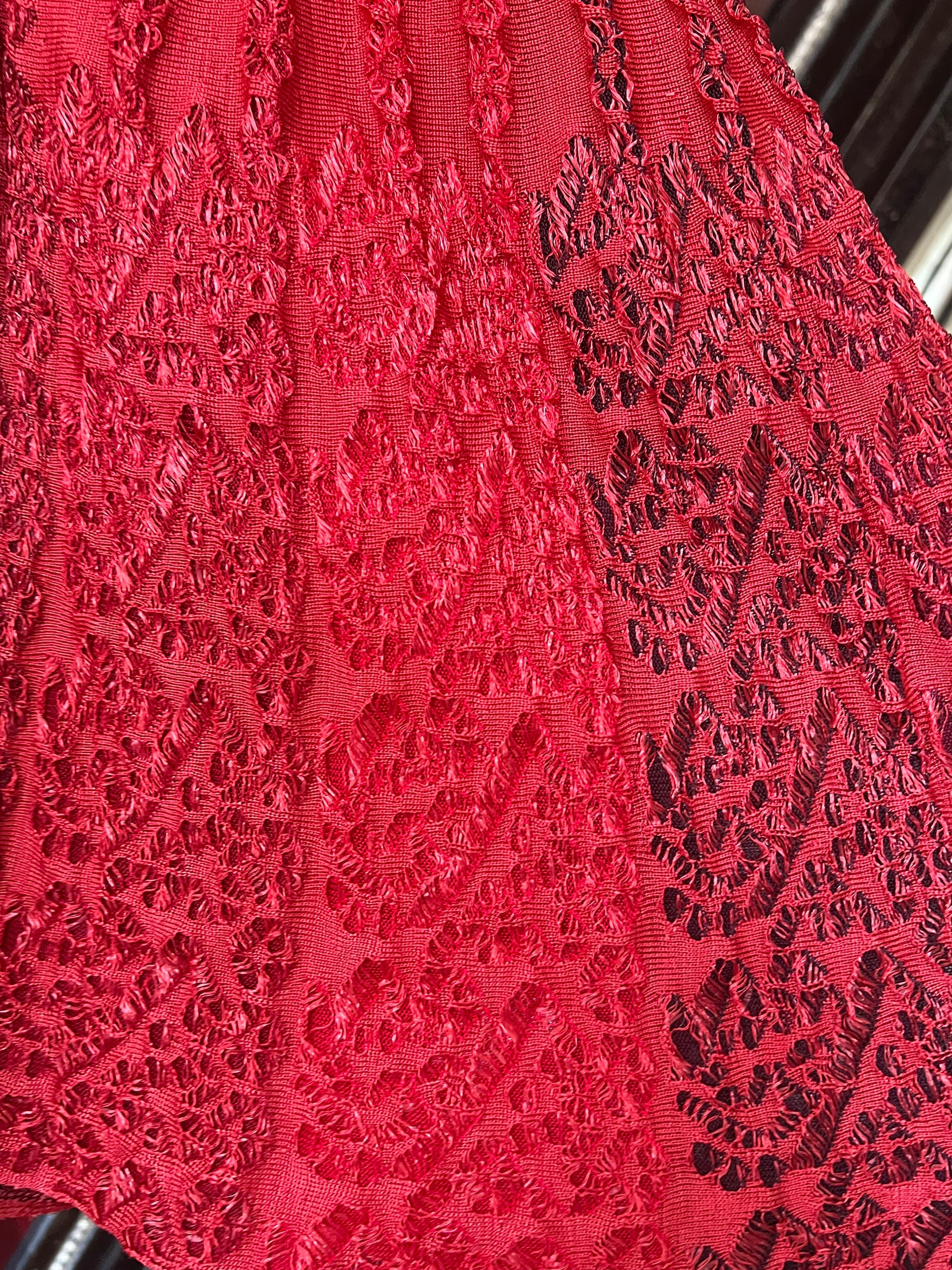 Red Knitted Skater Dress