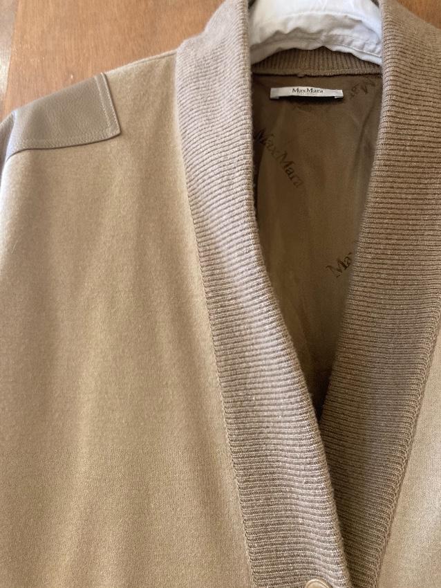 MaxMara Camel Leather Trimmed Wool & Cashmere jacket