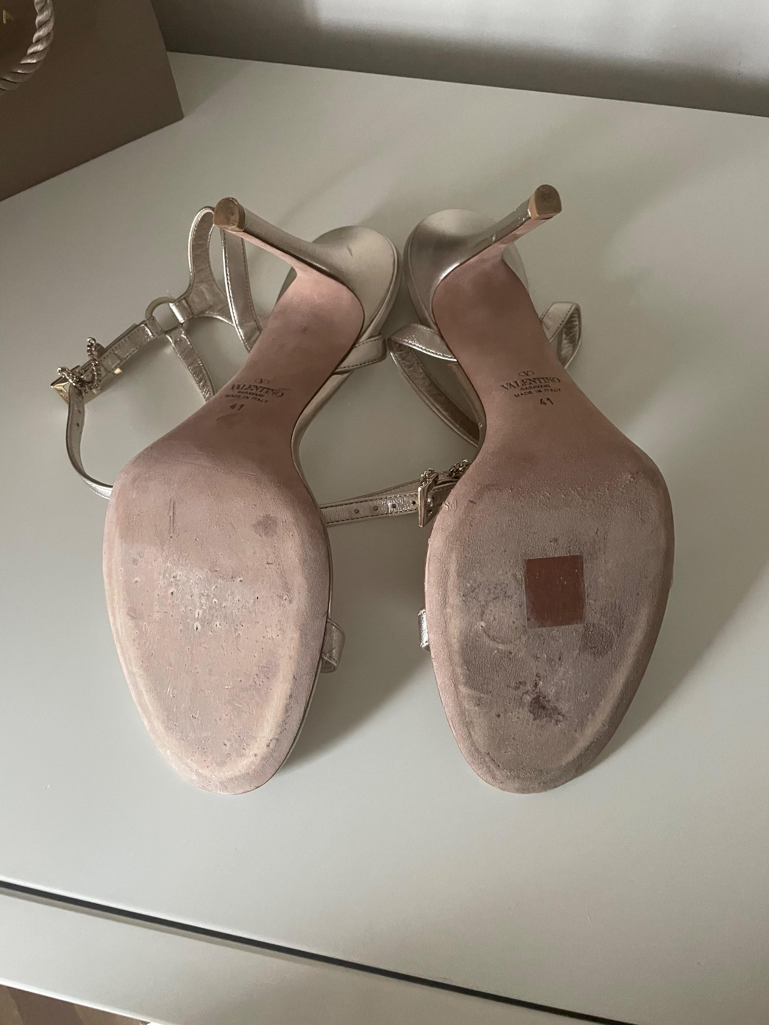Valentino Champagne Gold Strappy Leather Heels