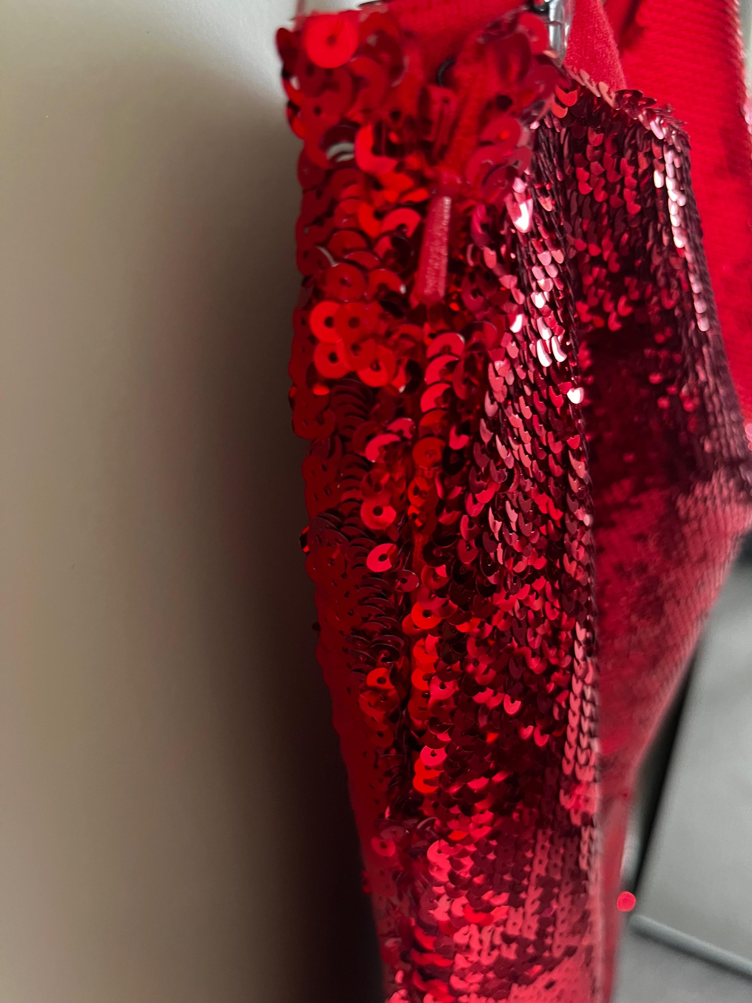 Saint Laurent Red Sequin One Shoulder Mini Dress