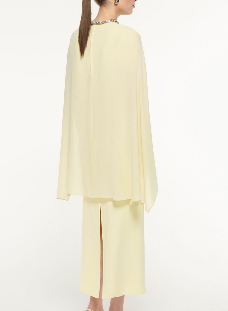 Roland Mouret Silk Cape Midi Dress