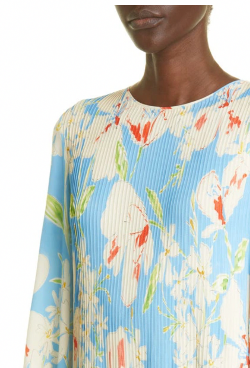 Loro Piana Blue Ailea Floral Silk Maxi Dress