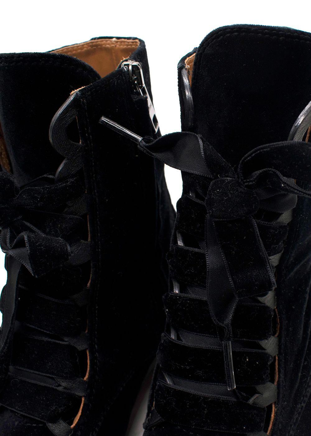 Chloe Black Velvet Combat Boots
