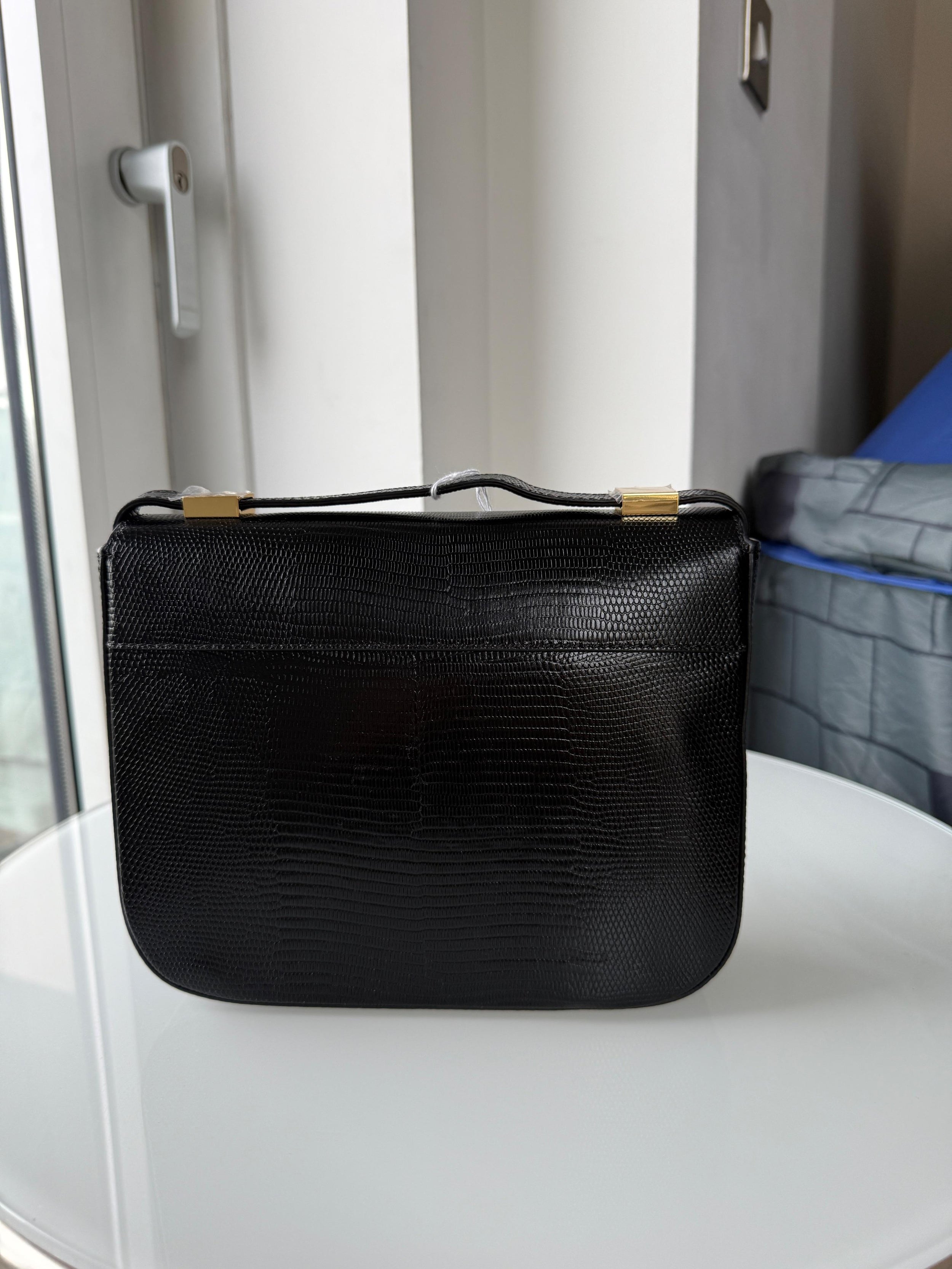 Demellier Black Faux Lizard Shoulder Bag