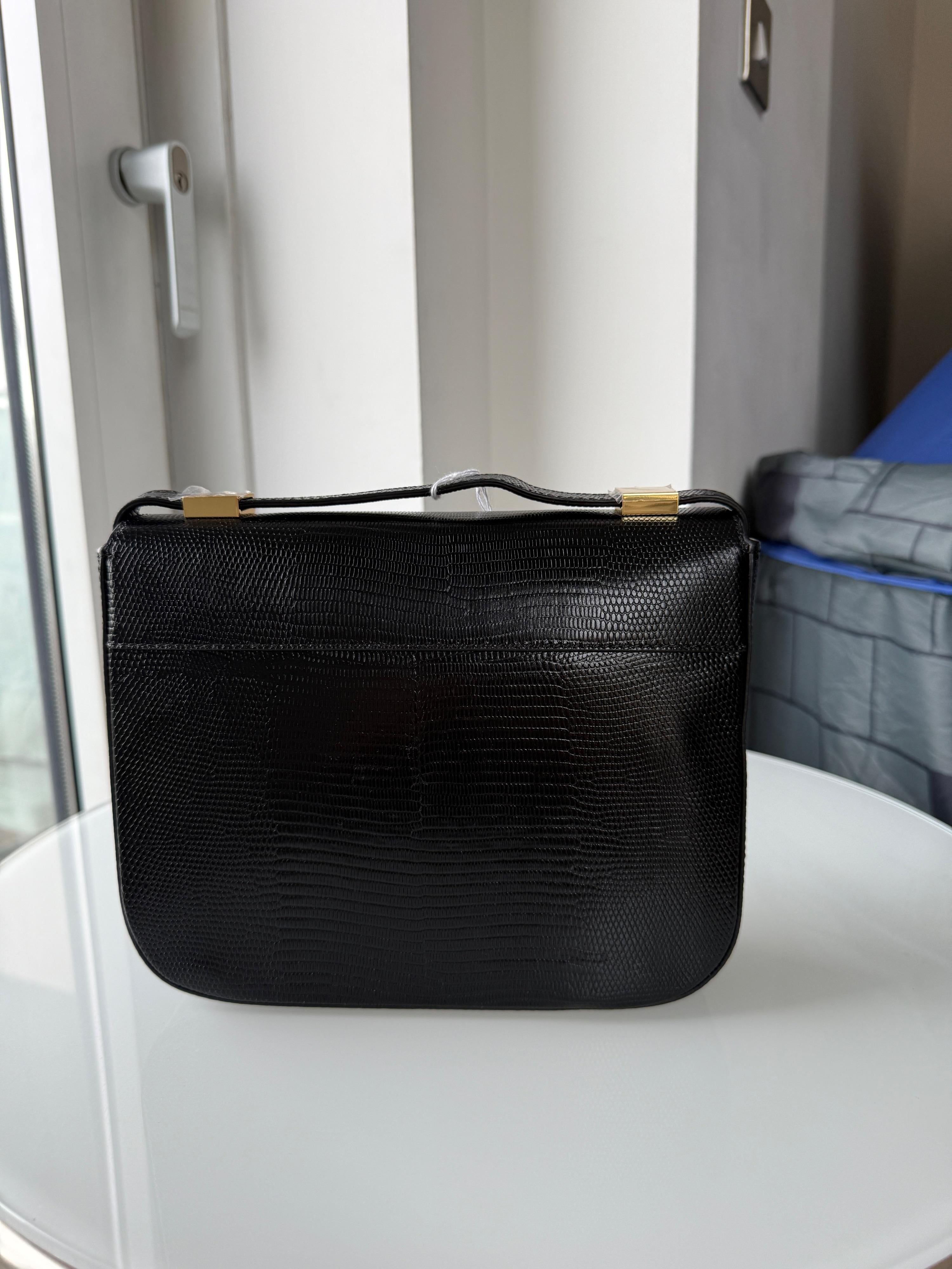 Demellier Black Faux Lizard Shoulder Bag