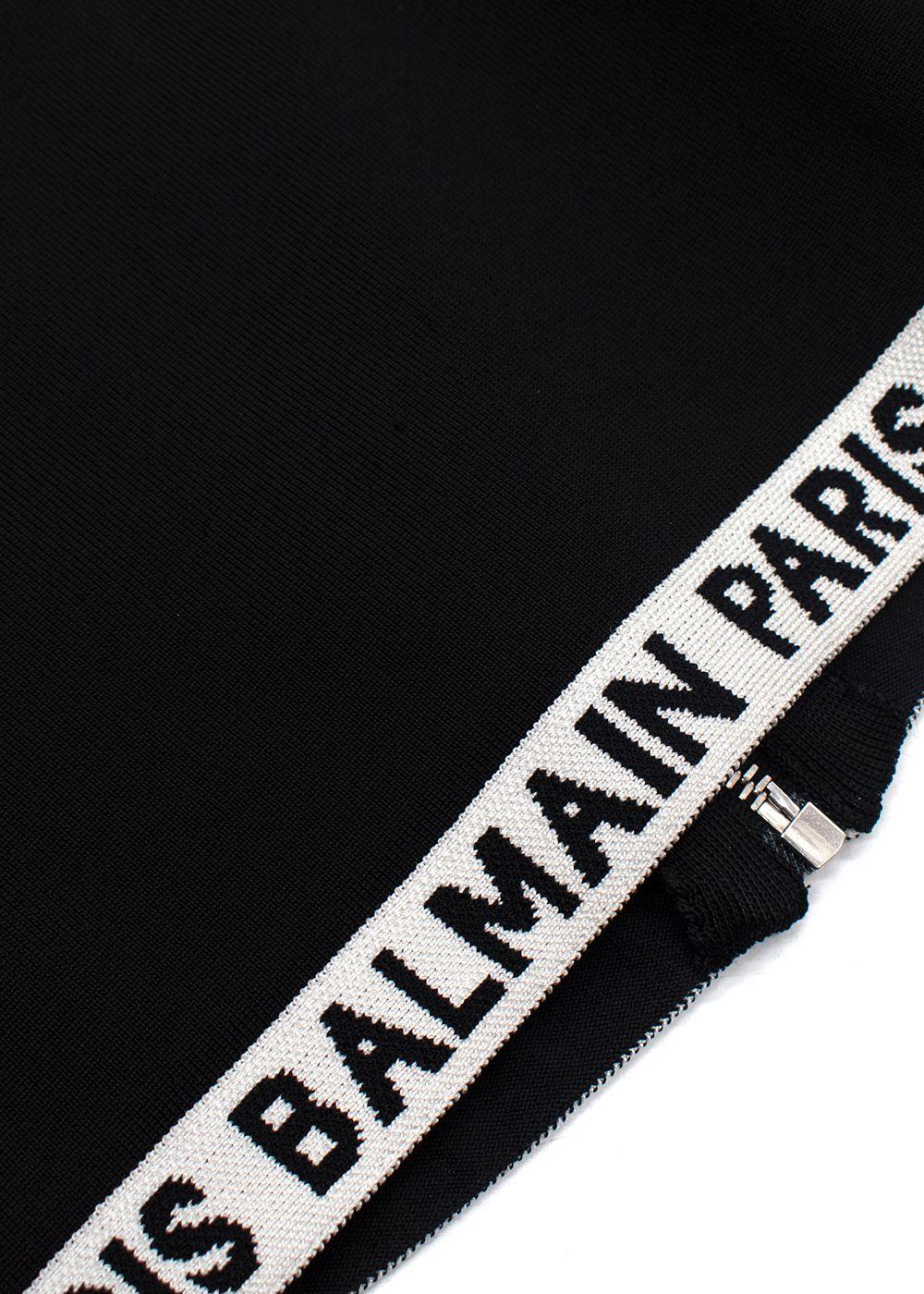 Balmain Black High Neck Cropped Logo Detail Top
