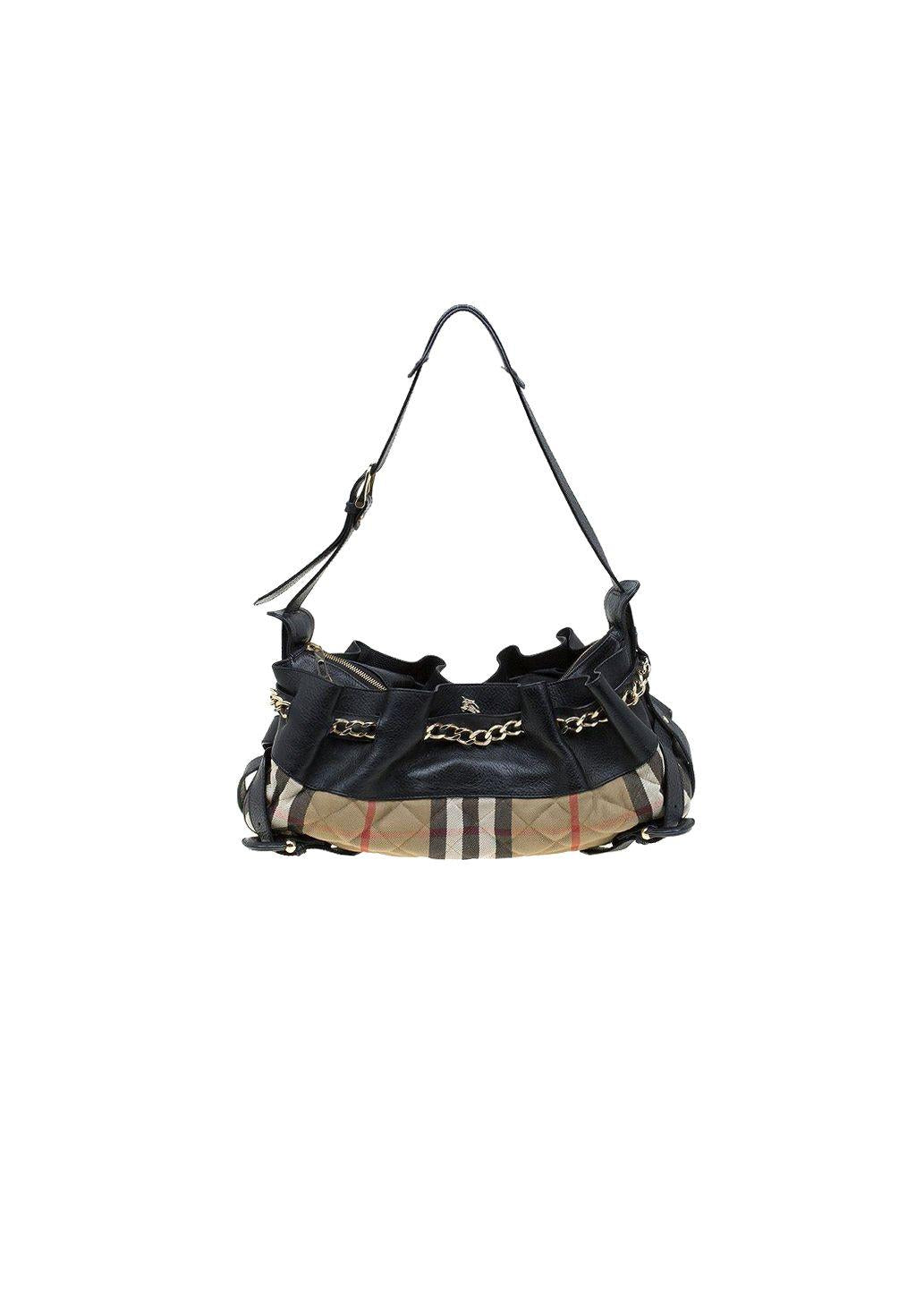Black Quilted Classic Check Margaret Shoulder Bag