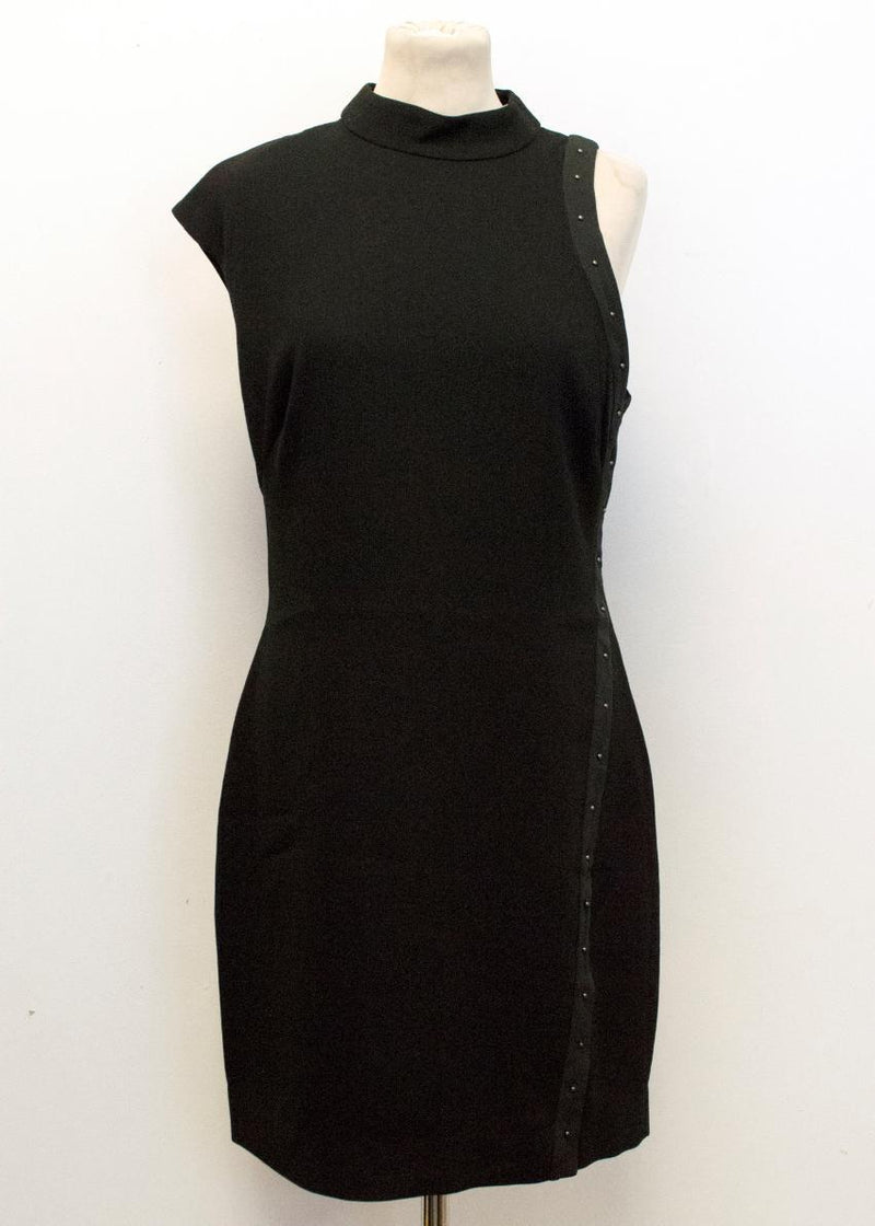 Halston Heritage Black High Neck Crepe Dress with Studs