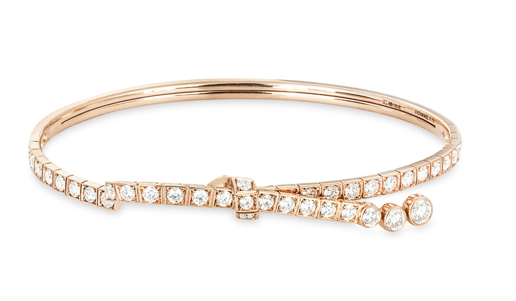 Chane Rose Gold Diamond Set Ruban Bracelet