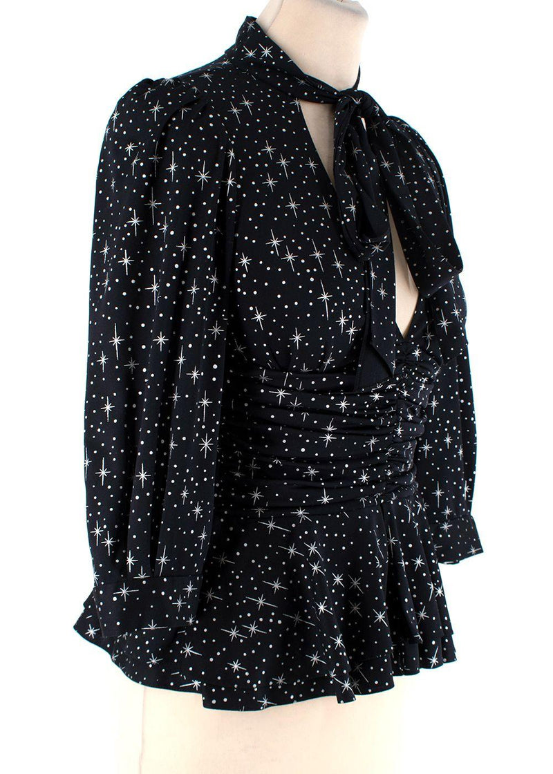 Balenciaga Runway Black Spandex Sparkle Print Top & Pants