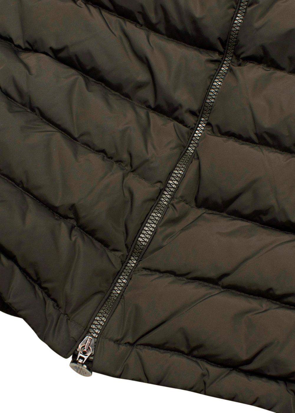 Moncler Khaki Longline Flammette Puffer Coat