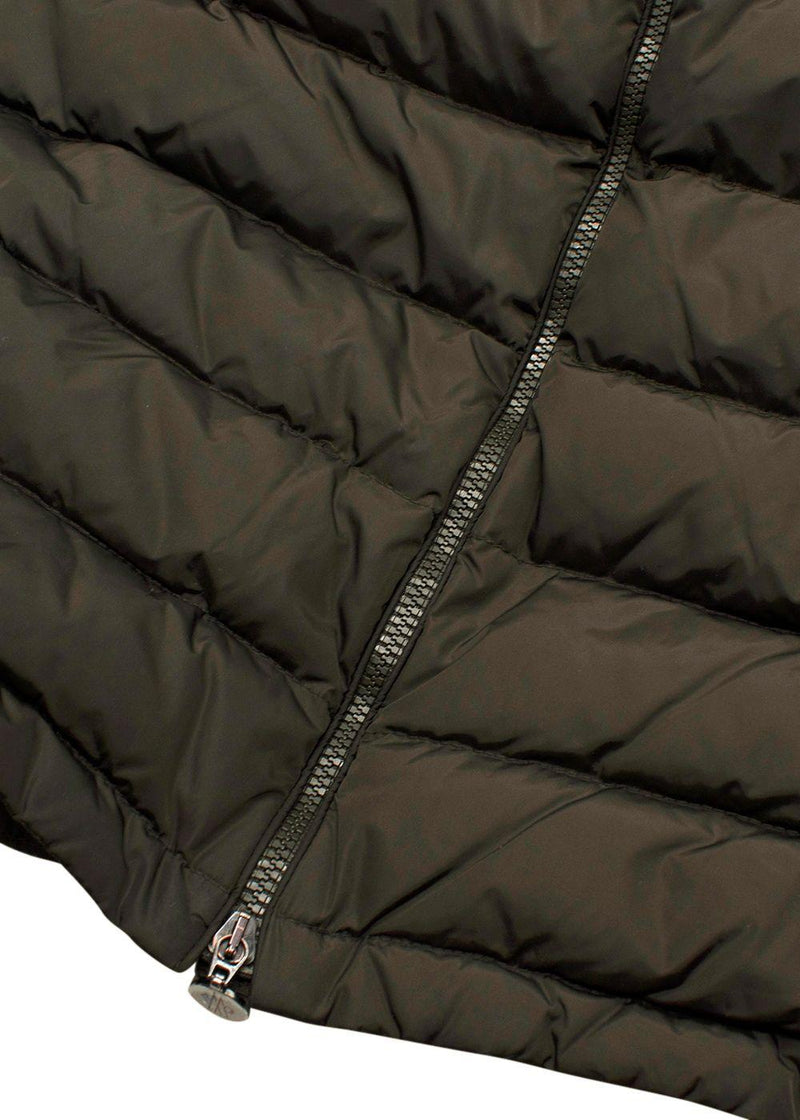 Moncler Khaki Longline Flammette Puffer Coat