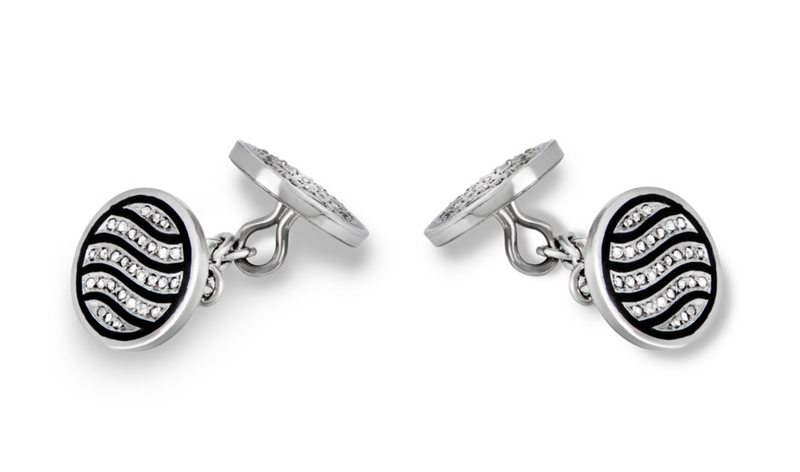 White Gold Diamond & Enamel Cufflinks