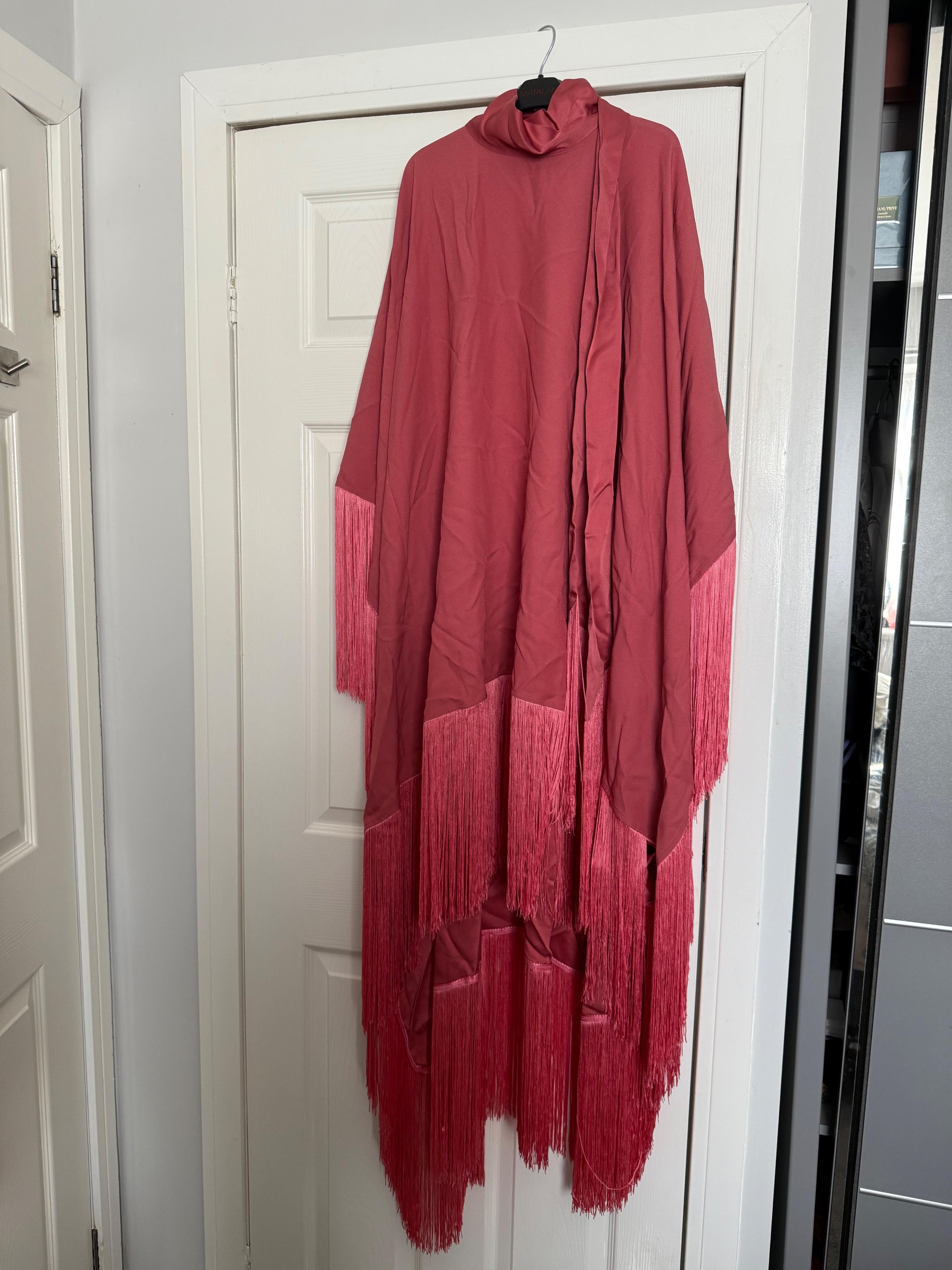 Pink Crepe Fringed Dress