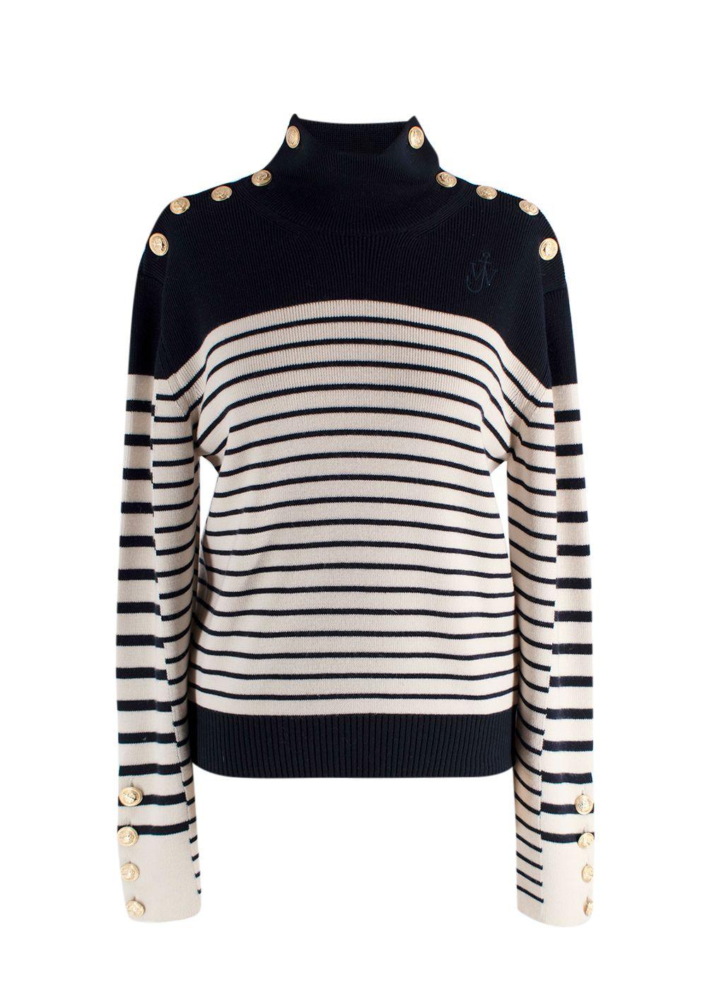 Striped Merino Wool Turtleneck Jumper