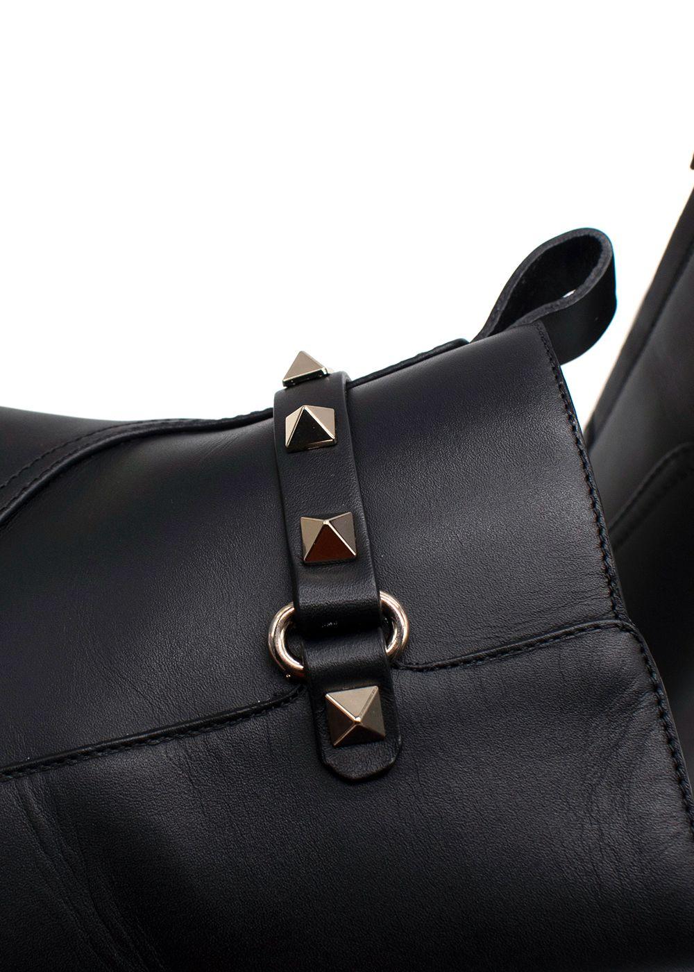 Valentino Black Leather Rockstud Ankle Boots