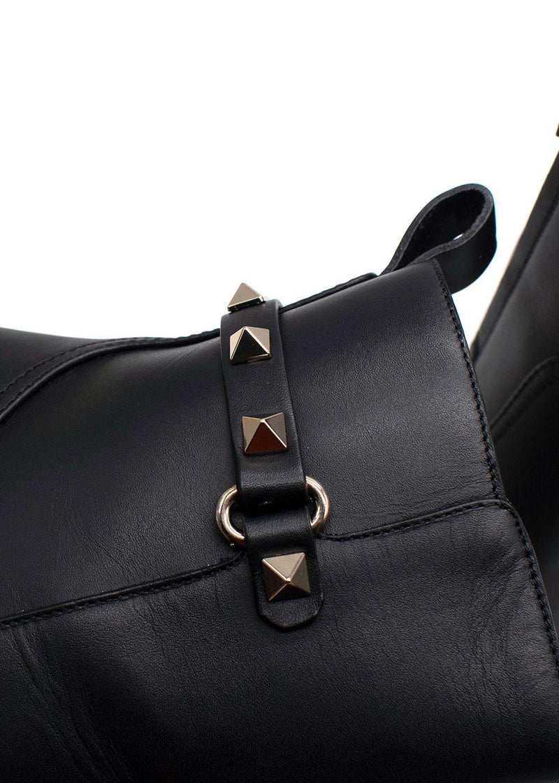 Valentino Black Leather Rockstud Ankle Boots